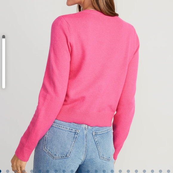 NWT OLD NAVY Printed Cropped Cozy-Knit Cardigan Color: Pink A Boo: - Picture 3 of 6